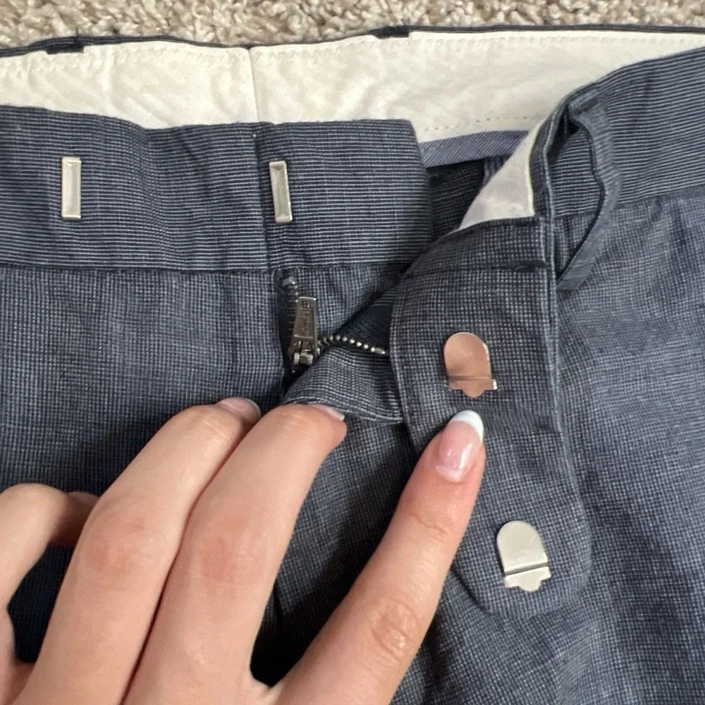 Vintage J Crew Pants Bowery Linen Blend 32x32 Navy Trouser Corpcore Preppy